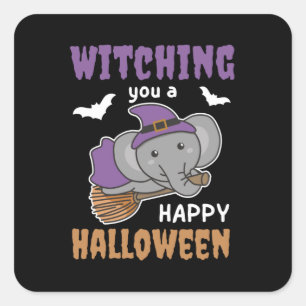 Elephant Witch Witches die je een gelukkige Vierkante Sticker