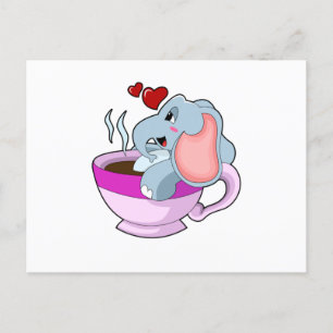 Elephant with Coffee Cup Briefkaart
