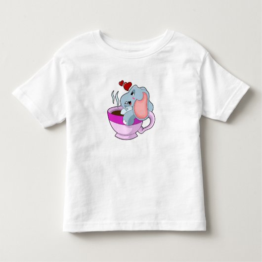 Elephant with Coffee Cup Kinder Shirts (Voorkant)