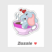 Elephant with Coffee Cup Sticker (Vel)