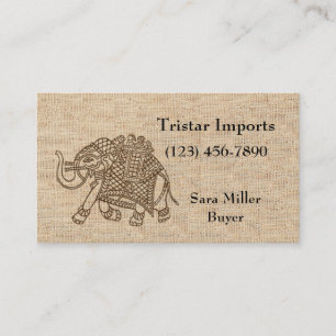 Elephant Woodblock Textuur Visitekaartje