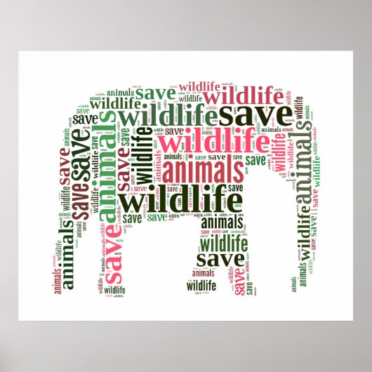 Elephant words cloud poster (Voorkant)