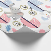 Elephant Wrapping Paper Baby Stroller Pink & Blue  Cadeaupapier (Hoek)