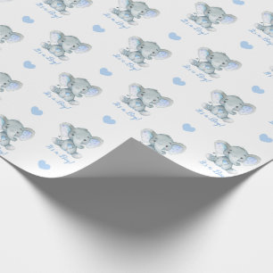 Elephant Wrapping Paper (Blue Personalized) Cadeaupapier