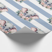 Elephant Wrapping Paper Blue & White Stripe Cadeaupapier (Hoek)