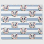 Elephant Wrapping Paper Blue & White Stripe Cadeaupapier (Vlak)