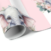 Elephant Wrapping Paper Pink & White Stripe  Cadeaupapier (Rol Hoek)