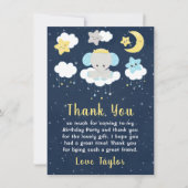 Elephant Yellow and Navy Birthday Party Bedankkaart (Voorkant)