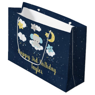 Elephant Yellow and Navy Happy Birthday Groot Cadeauzakje