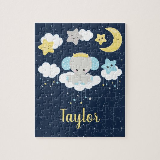 Elephant Yellow and Navy Legpuzzel (Verticaal)