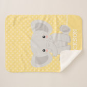 Elephant Yellow Polka Dot Personalized Boy Sherpa Deken (Voorkant (horizontaal))