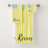 Elephant Yellow Stripe Bathroom Towel sets Bad Handdoek (Insitu)
