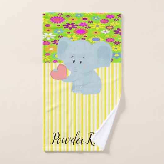 Elephant Yellow Stripe Bathroom Towel sets Bad Handdoek (Handdoek)