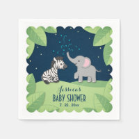 Elephant & Zebra Safari Baby shower Napkins