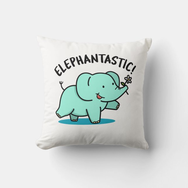 Elephantastic Grappige Olifant Pun Kussen (Voorkant)