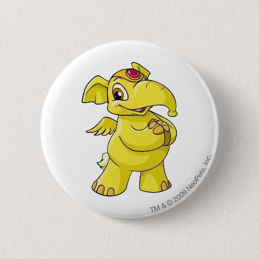 Elephante Yellow Ronde Button 5,7 Cm (Voorkant)