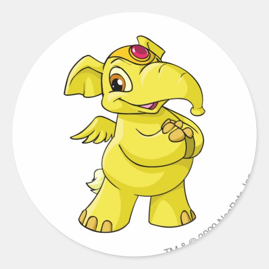 Elephante Yellow Ronde Sticker (Voorkant)