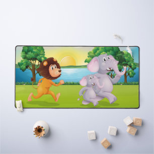 Eléphants à la recherche de lions