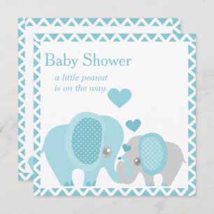 Eléphants adorables, Baby Boy Shower Invitation