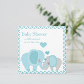 Eléphants adorables, Baby Boy Shower Invitation (Debout devant)