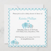 Eléphants adorables, Baby Boy Shower Invitation (Dos)