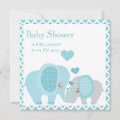 Eléphants adorables, Baby Boy Shower Invitation (Devant)