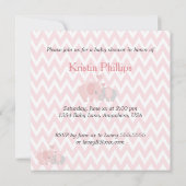 Eléphants adorables, Baby Girl Shower Invitation (Dos)