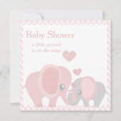 Eléphants adorables, Baby Girl Shower Invitation (Devant)