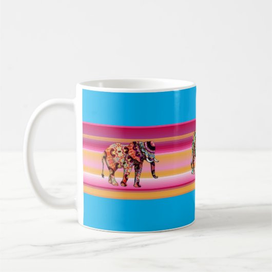 Eléphants africains colorés frappent la Mug (Gauche)