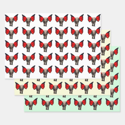 Eléphants ailés enveloppant du papier (Lot)