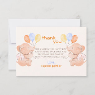 Elephants-Baby shower Bedankkaart