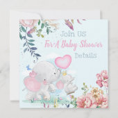 Elephants Baby shower Invitation Kaart (Achterkant)