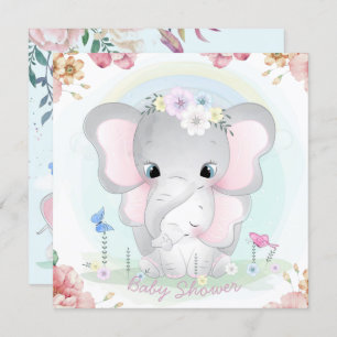 Elephants Baby shower Invitation Kaart