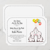 Elephants-Baby shower per post | Twins Kaart (Voorkant / Achterkant)