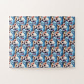 Éléphants blancs mignons et heureux Puzzles  (Horizontal)