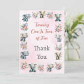 Elephants Boho Jungle Carte de remerciements rose (Debout devant)