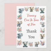Eléphants & Boho Jungle Flowers Carte de remerciem (Devant / Derrière)