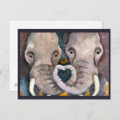 Eléphants, carte postale d'animaux africains (Devant / Derrière)