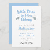 Elephants Christian Dedication Invitation | Bleu (Devant / Derrière)