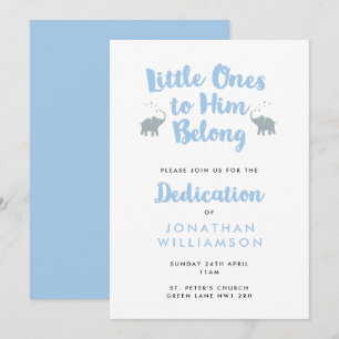 Elephants Christian Dedication Invitation   Bleu