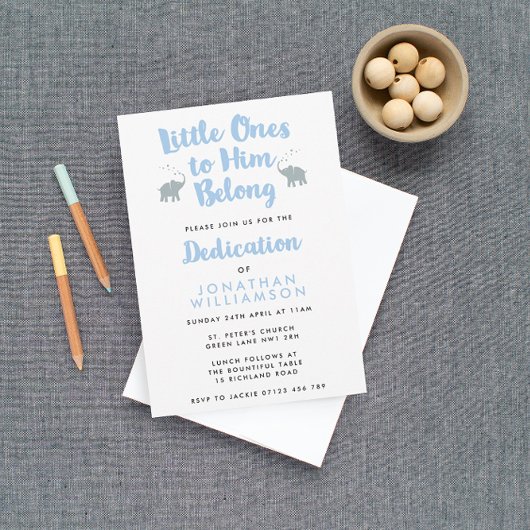 Elephants Christian Dedication Invitation | Bleu