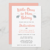 Elephants Christian Dedication Invitation | Corail (Devant / Derrière)