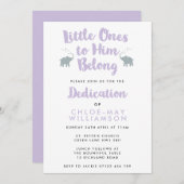 Elephants Christian Dedication Invitation | Lilac (Devant / Derrière)