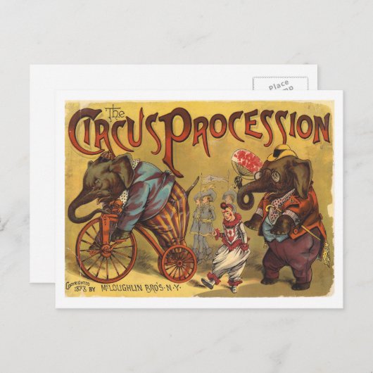  elephants Circus Procession Briefkaart (Voorkant / Achterkant)