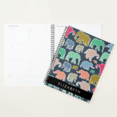Eléphants colorés, Motif d'éléphants, Votre nom (Devant avec enveloppe)