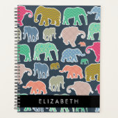 Eléphants colorés, Motif d'éléphants, Votre nom (Devant)