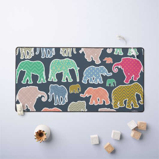 Eléphants Colorés, Motif Des Eléphants, Zigzag (Tableau pour enfants)
