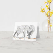 Eléphants de carte de note (Fleur jaune)