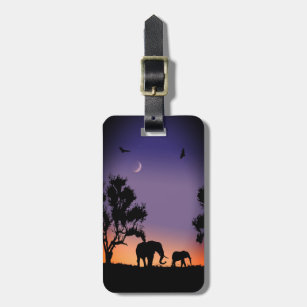 Eléphants de l'aurore africaine - étiquette bagage