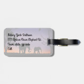 Eléphants de l'aurore africaine - étiquette bagage (Dos horizontal)